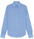 JONAS - Chemise unie lin chiné, bleue