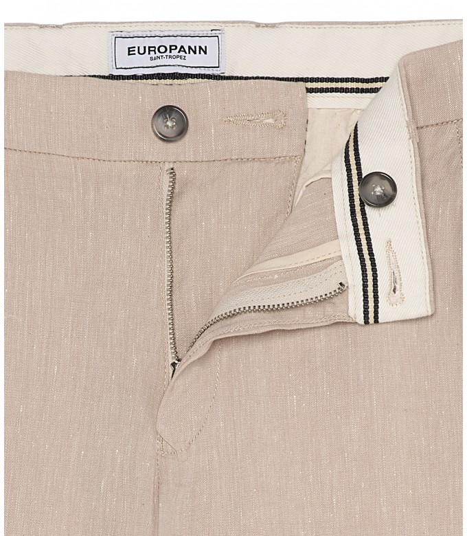 GORDON - Pantalon chino slim fit lin chiné, beige