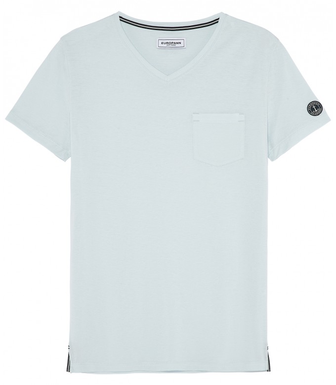 NECK - Cotton V-neck tee-shirt, light blue