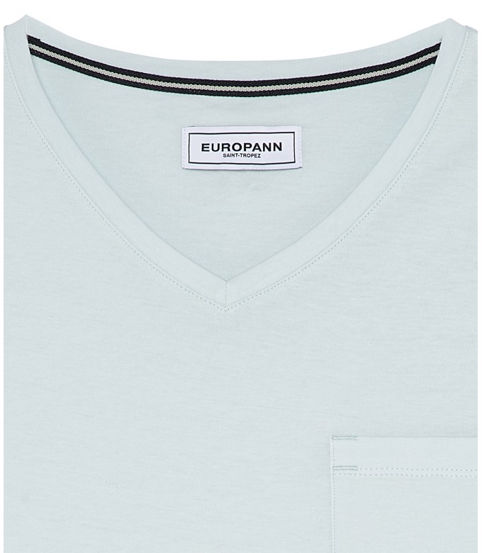 NECK - Cotton V-neck tee-shirt, light blue