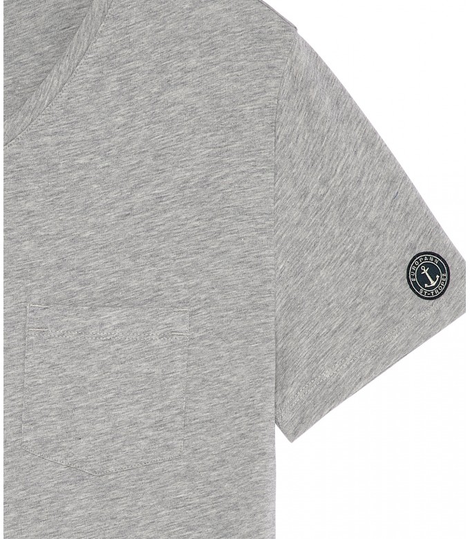 NECK - Tee-shirt col v gris