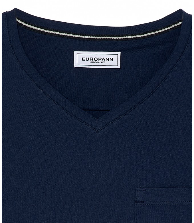 NECK - Cotton v-neck navy blue