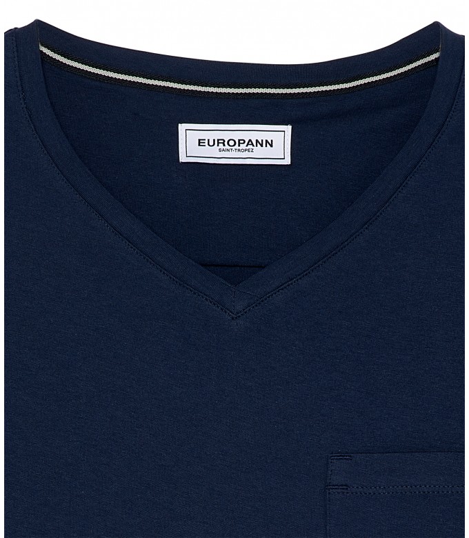 NECK - Cotton v-neck navy blue