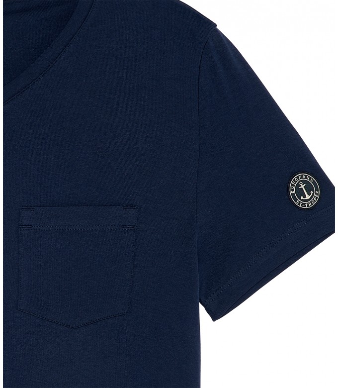 NECK - Cotton v-neck navy blue