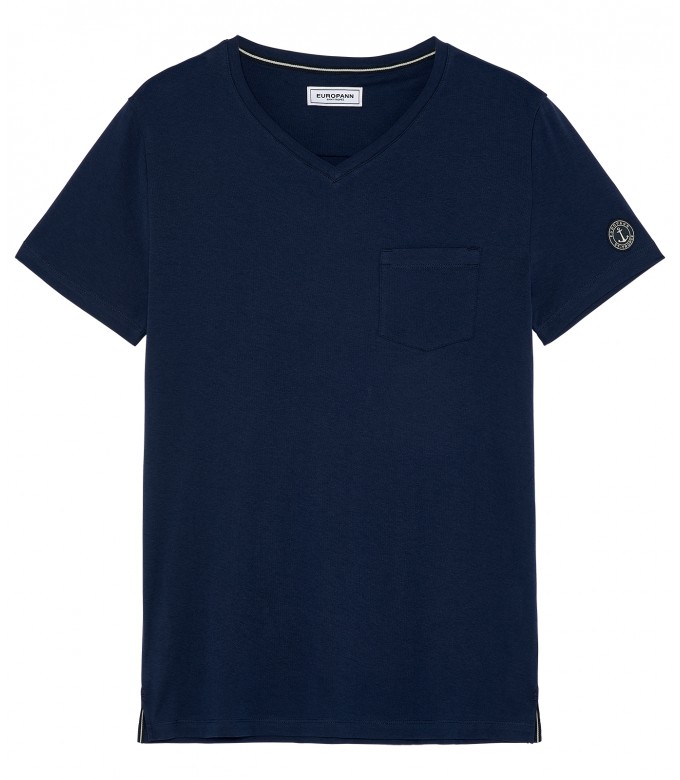 NECK - Tee-shirt col v bleu marine