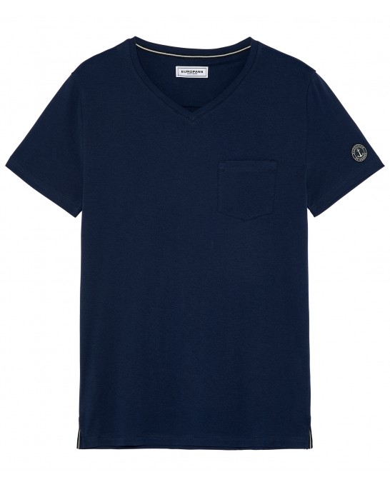 NECK - Cotton v-neck navy blue