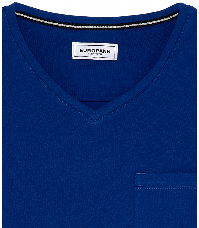 NECK - Tee-shirt col v indigo