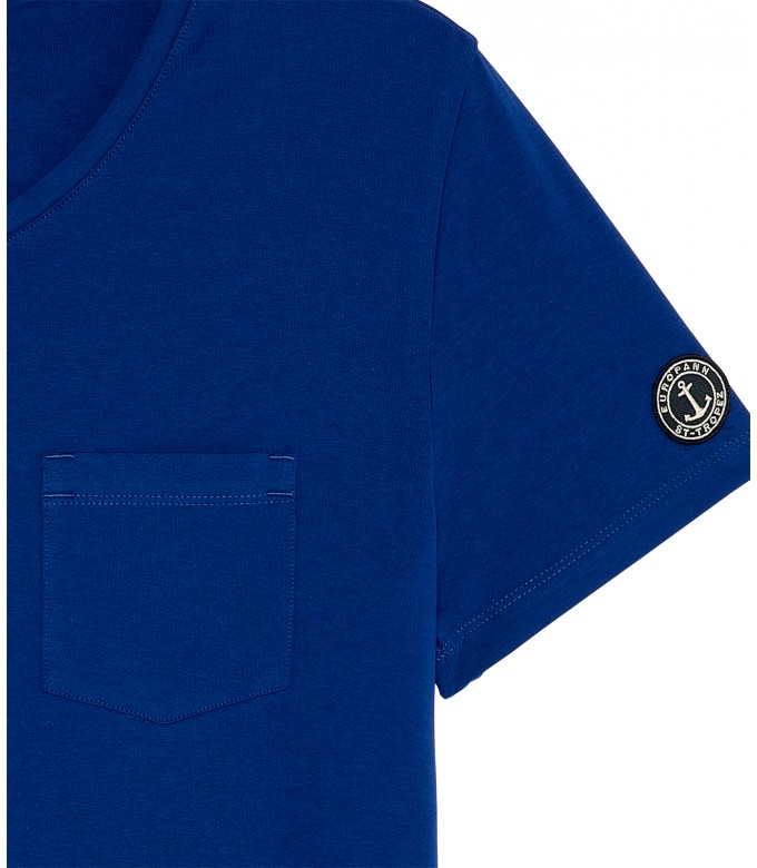 NECK - Tee-shirt col v indigo