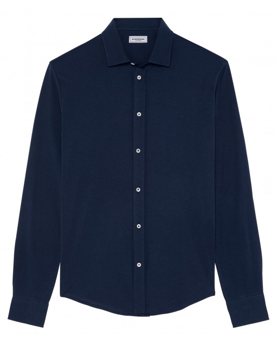 STUART - Thin jersey cotton shirt, blue navy