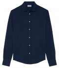 STUART - Chemise jersey coton slim-fit  bleu marine