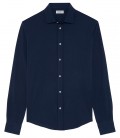 STUART - Jersey cotton slim-fit shirt navy blue