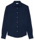 STUART - Chemise en jersey coton fin uni slim-fit, marine