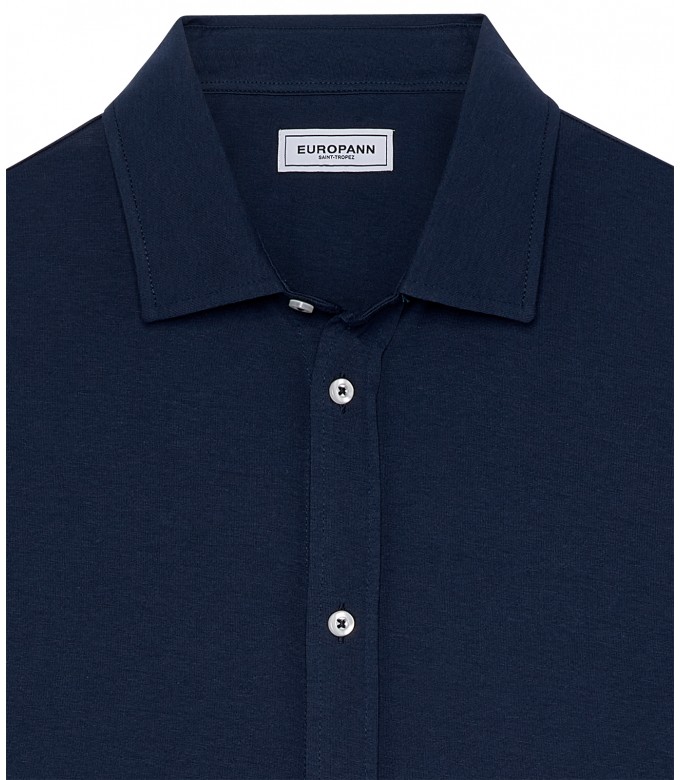 STUART - Thin jersey cotton shirt, blue navy