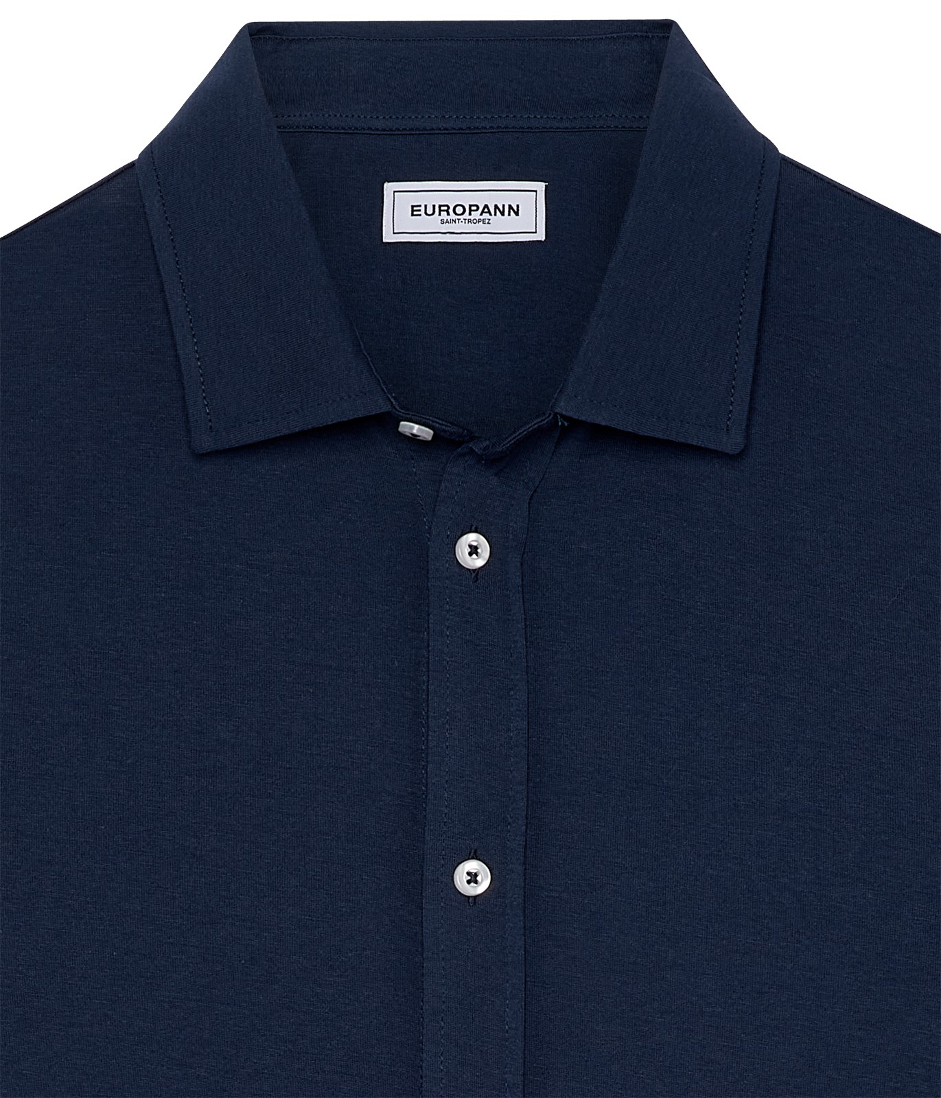 Polo Shirt White and Navy Blue Cotton Jersey