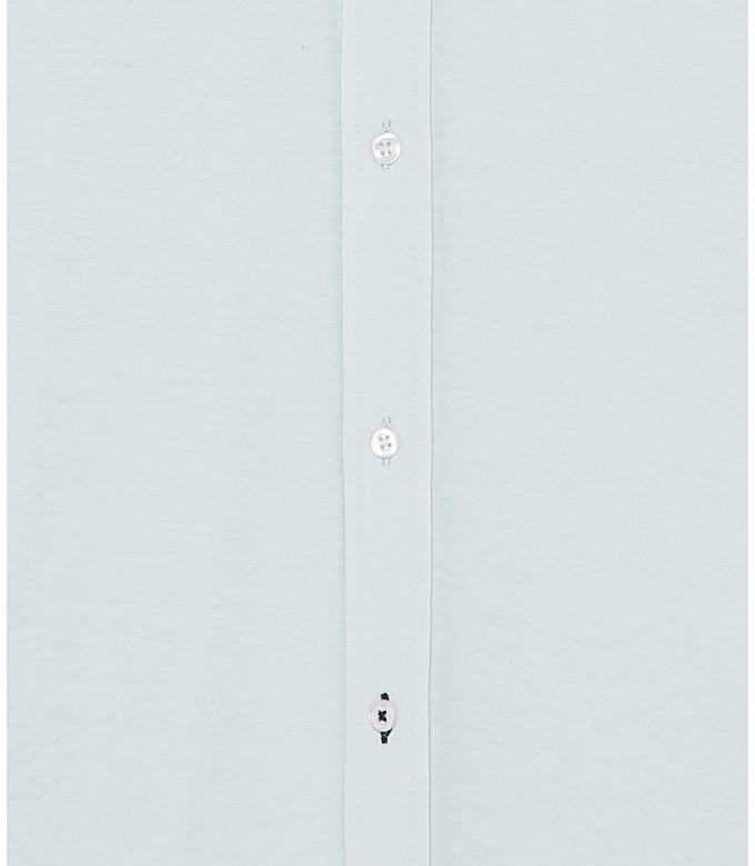 STUART - Chemise en jersey coton fin uni slim-fit, ciel
