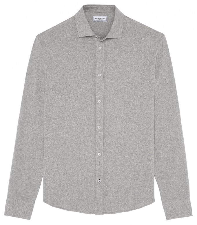 STUART - Chemise jersey coton slim-fit gris