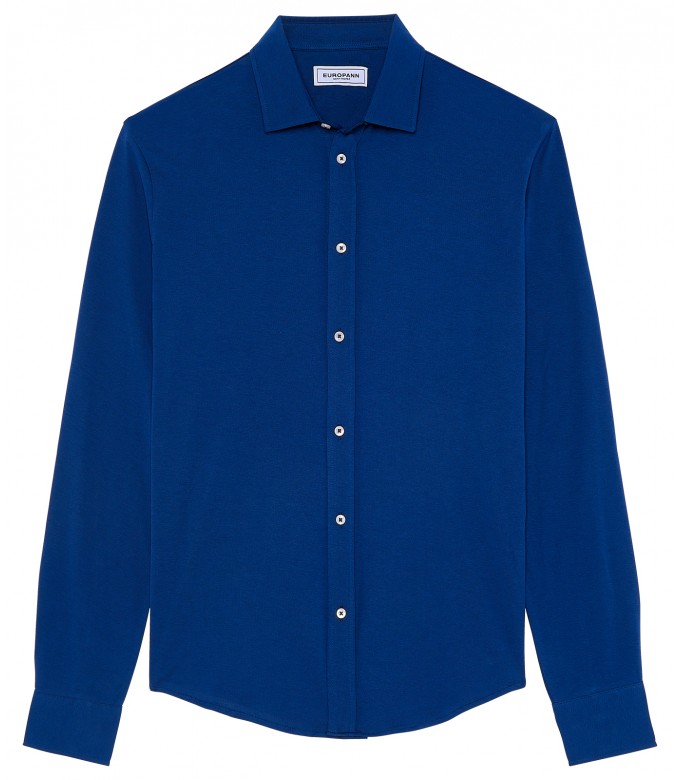 STUART - Jersey cotton slim-fit shirt indigo