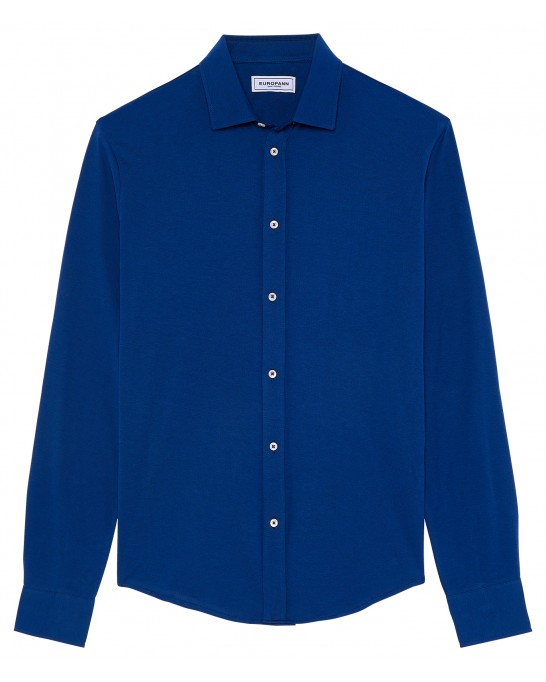 STUART - Jersey cotton slim-fit shirt indigo