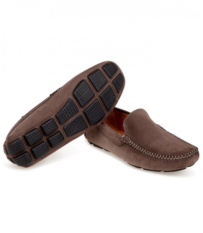 MONZA -  Nubuck loafers, chocolate