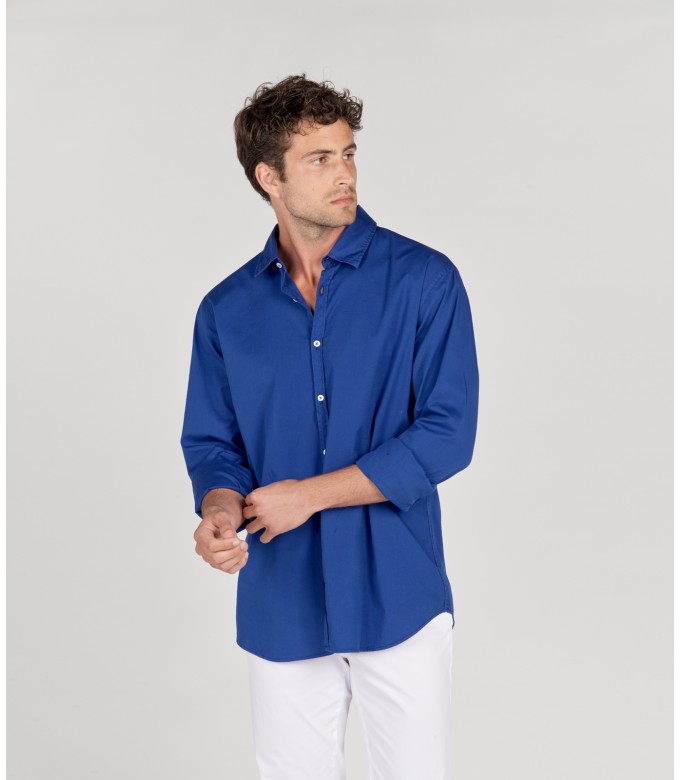 VARDY - Chemise unie voile de coton indigo