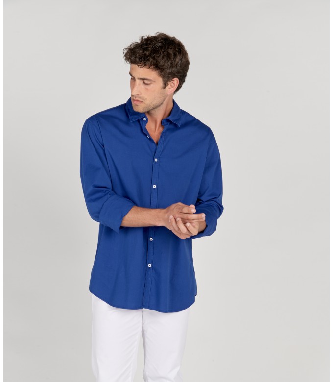 VARDY - Chemise unie voile de coton indigo