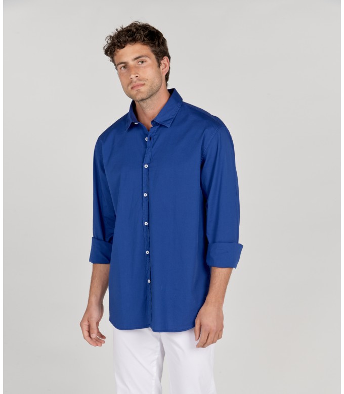 VARDY - Chemise unie voile de coton indigo
