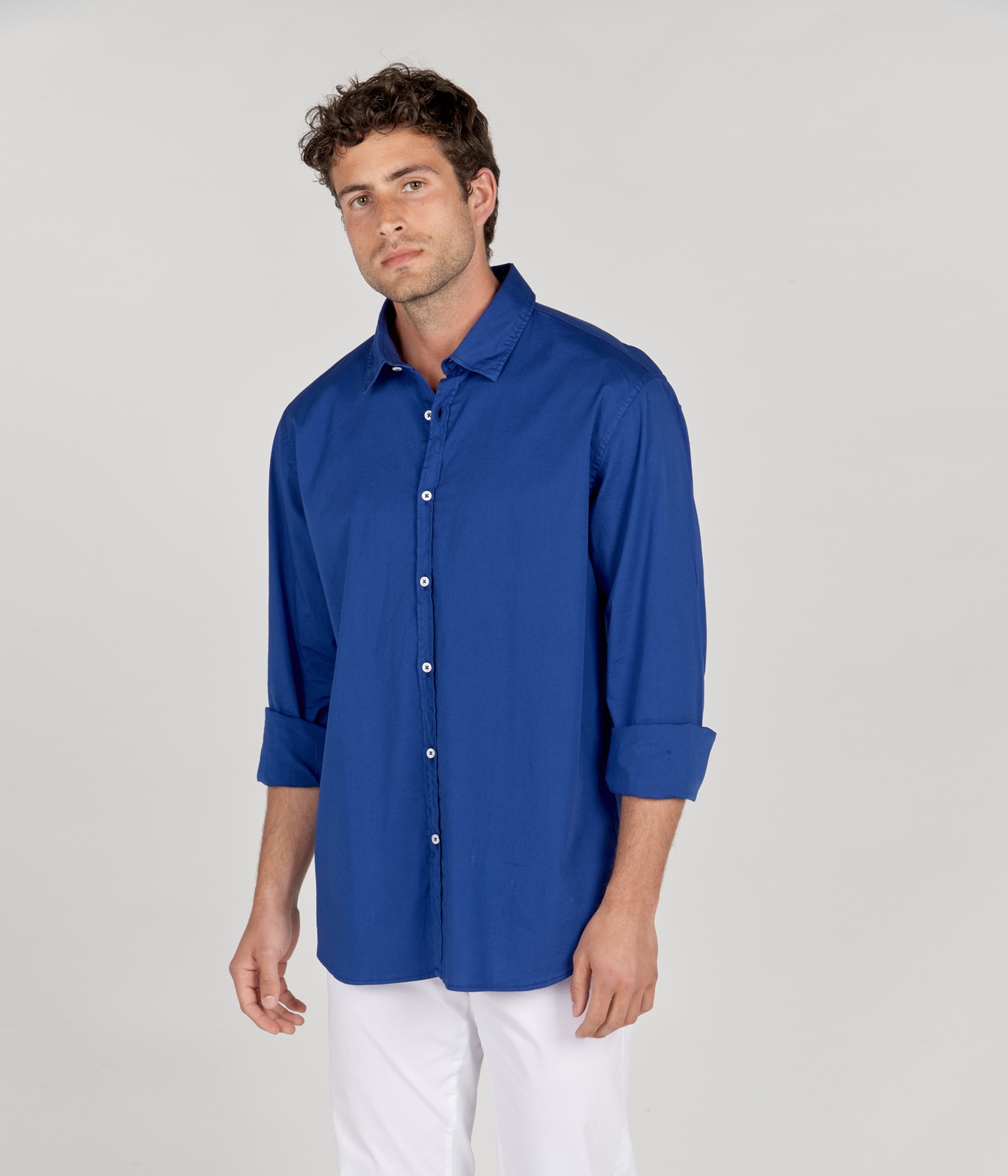 Plain indigo color long sleeves shirt for men Quality brand Europann