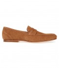 MODENA - Hazelnut split leather loafers
