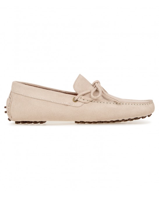 MILANO - Beige suede calfskin loafers