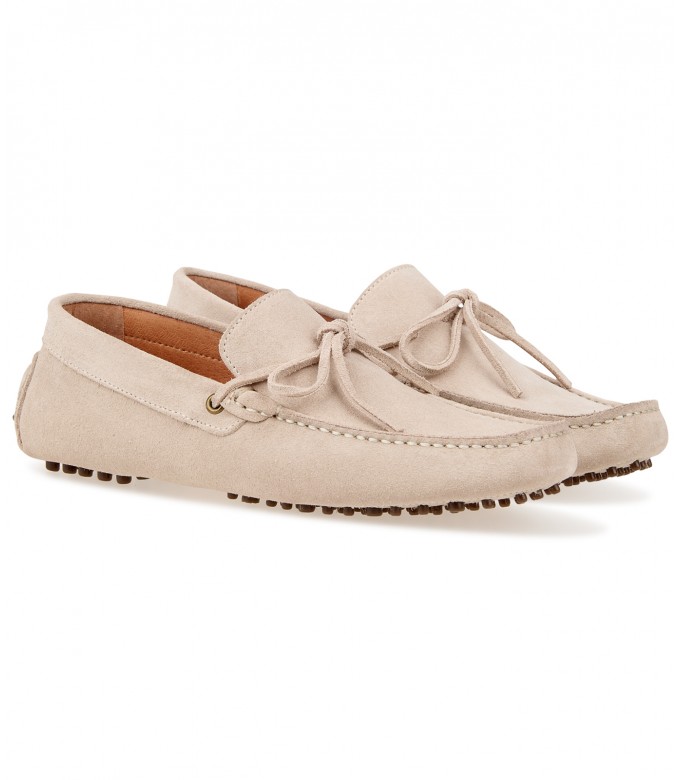 MILANO - Beige suede calfskin loafers