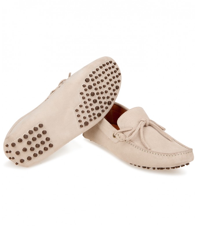 MILANO - Beige suede calfskin loafers