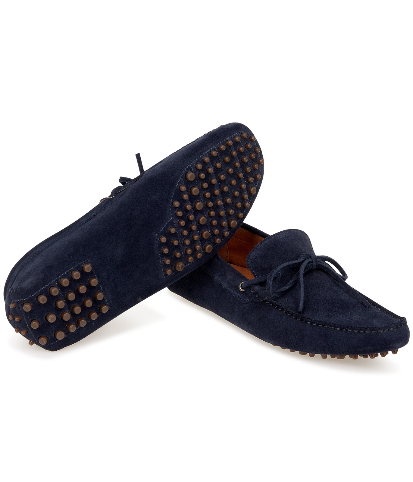 MILANO - Navy blue suede calfskin loafers