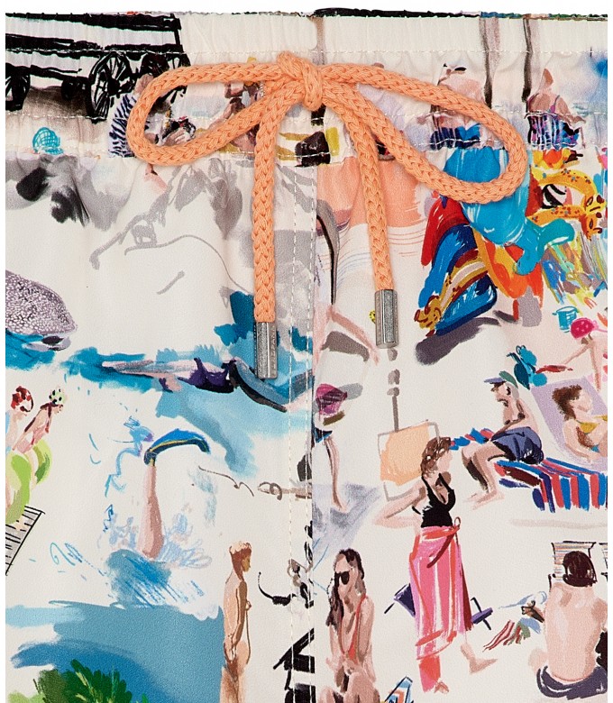SUMMER - St Tropez painting printed ecru swim short