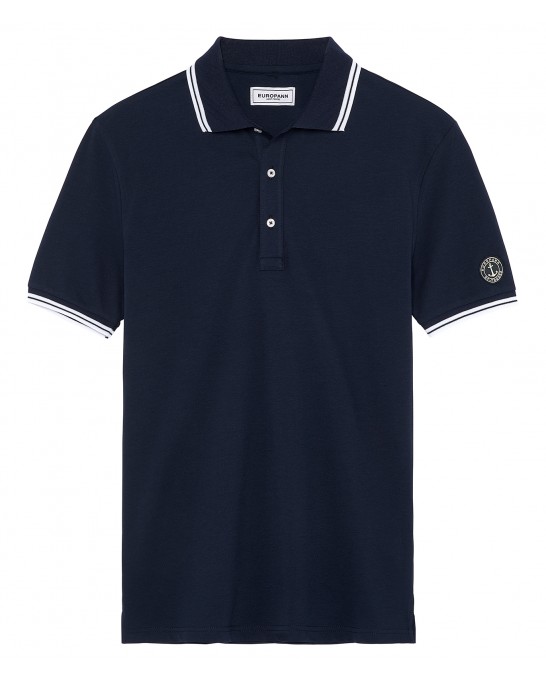TAMPA - Navy blue stretch piqué polo shirt
