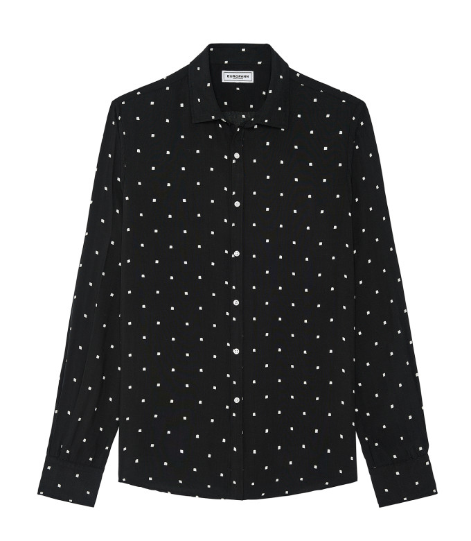 SEAN Black viscose shirt with white polka dots