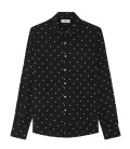 SEAN - Black viscose shirt with white polka dots
