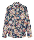 POSY - Baumwollhemd mit Blumenprint in Marineblau
