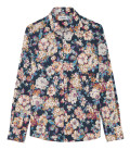 POSY - Chemise coton imprimé fleuri bleu marine