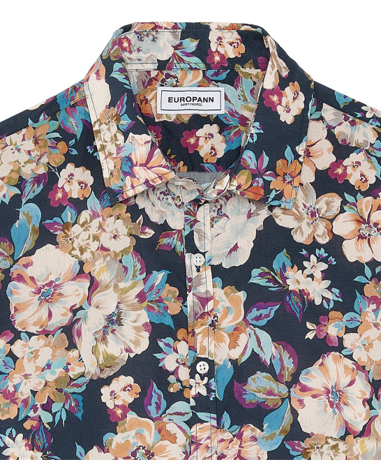 Flyshirt Veste chemise homme en coton à imprimé fleuri