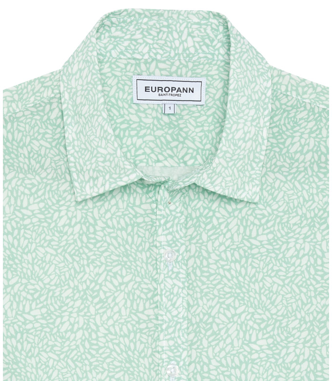 JAMY Chemise en lin imprime original aqua