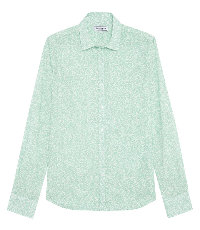 JAMY Chemise en lin imprime original aqua