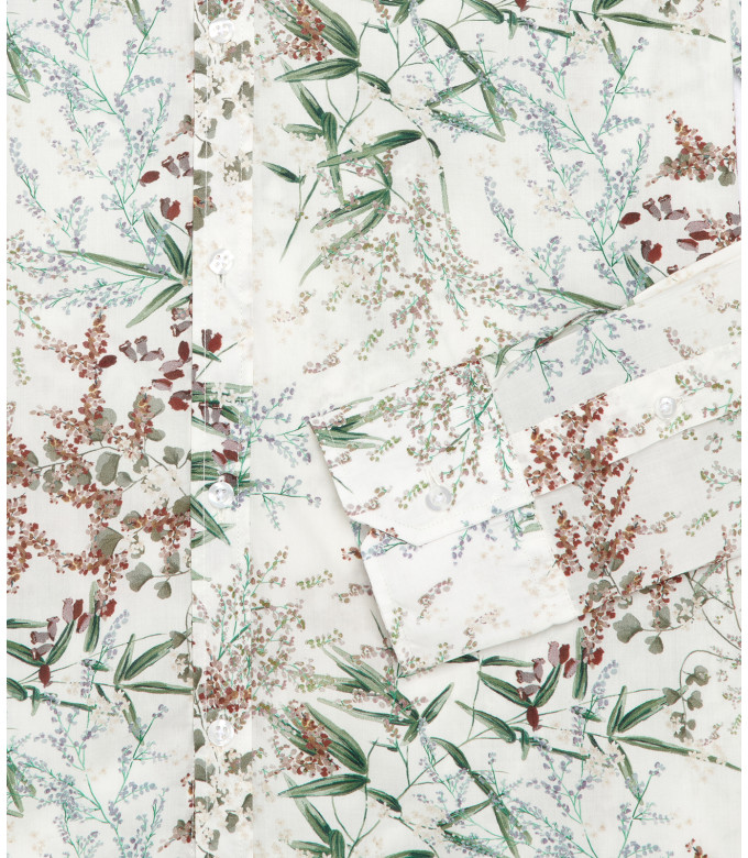 BLOOM - Cotton ecru flower printed shirt