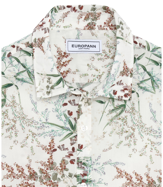 BLOOM - Cotton ecru flower printed shirt
