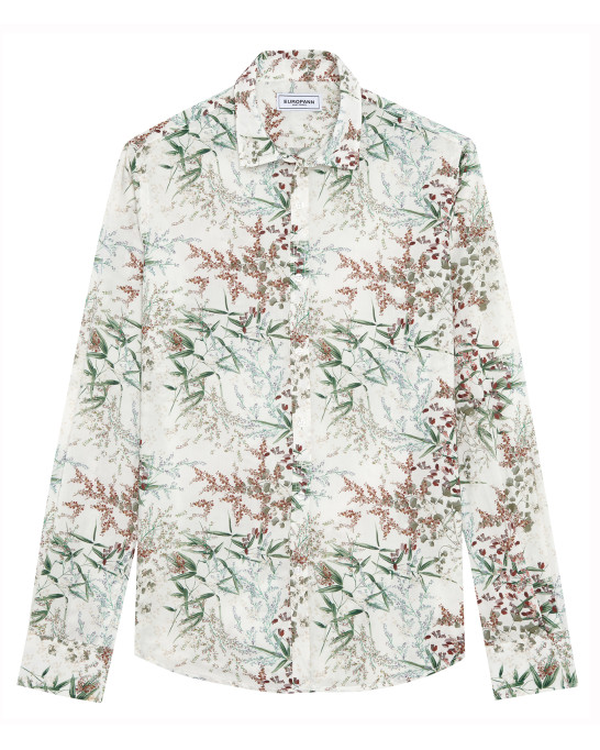 BLOOM - Cotton ecru flower printed shirt