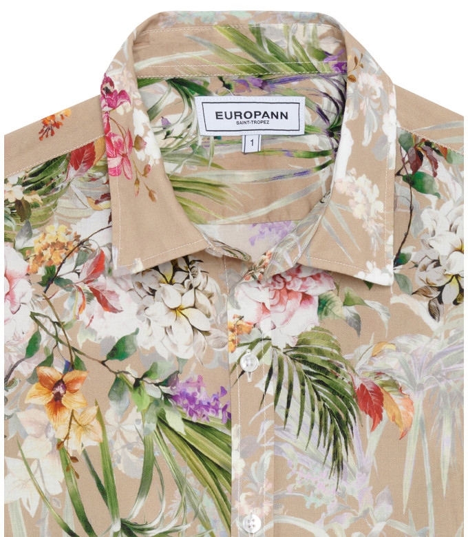 LUC - Cotton beige printed shirt