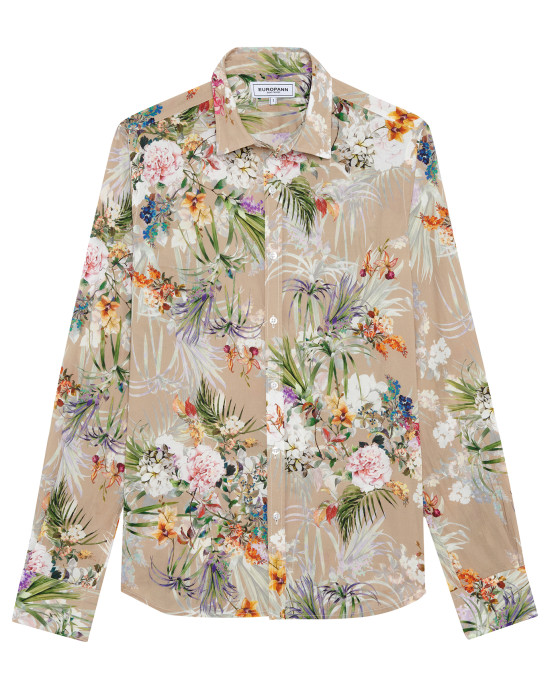 LUC - Cotton beige printed shirt