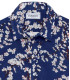 CIRO - Chemise lin imprimé motif fleur japonaise indigo