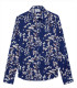 CIRO - Indigo Japanese flower print linen shirt