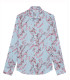 CIRO - Chemise lin imprimé motif fleur japonaise ciel