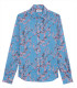 CIRO - Chemise lin imprimé motif fleur japonaise ocean
